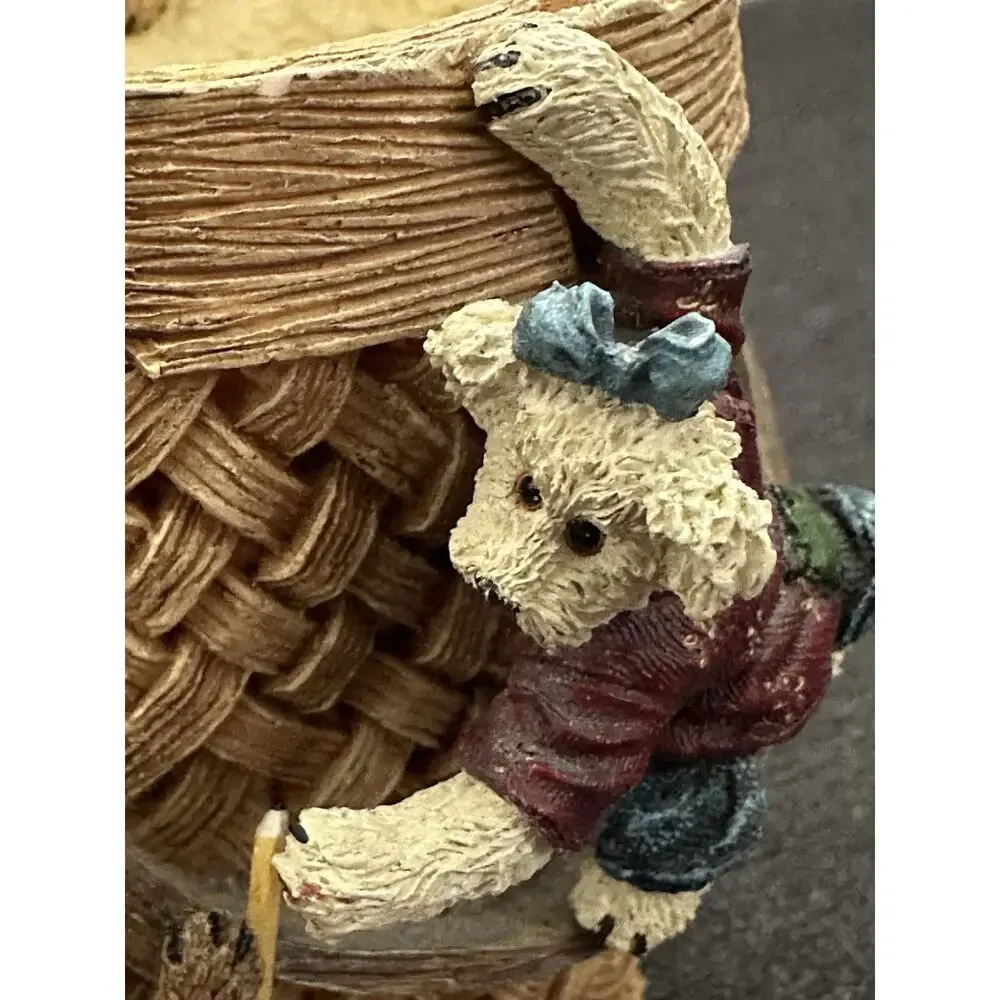Boyds Bears Scribble Doodle Jot Pencil Holder Basket Resin 4110 2001 Desk Decor